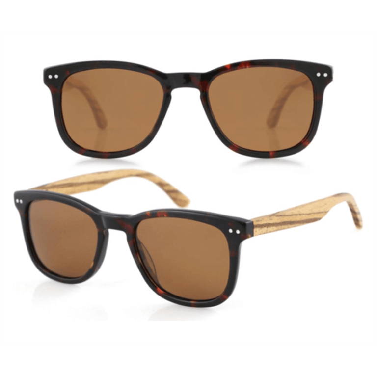 Mayorista marrón cebra gafas de sol de madera Equipo Skymood