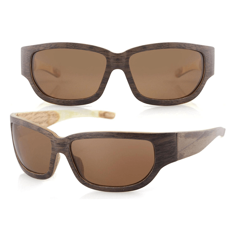 Gafas de Sol Retro Imitación De Madera De Bambú Gafas Polarizadas Espejada Mujer Hombre UV 