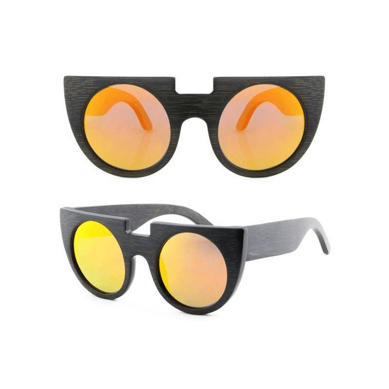 Mayorista naranja ojos de gato gafas de sol bambu