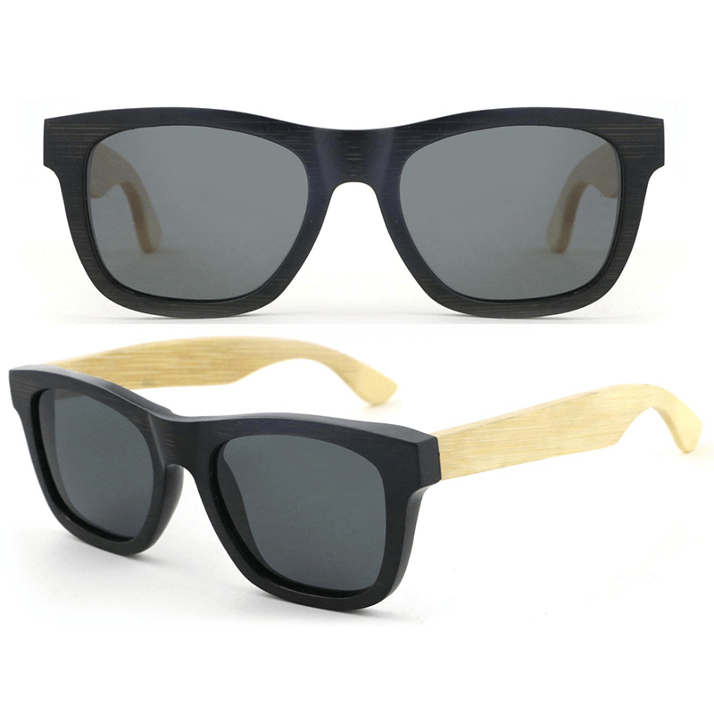 Mayorista negras lentes acetato de bamboo