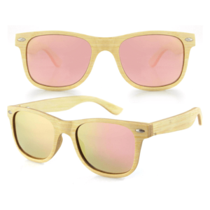 rectangulares bambú polarizadas oro rosa gafas de sol