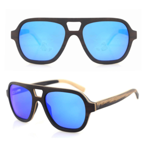 azules aviador ébano laminada gafas de sol con montura de madera