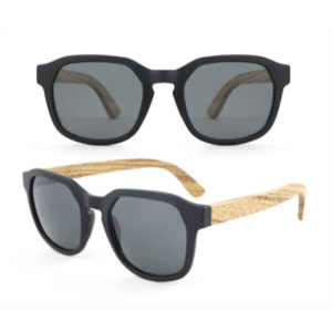 gris lentes ovaladas gafas de sol de madera polarizadas
