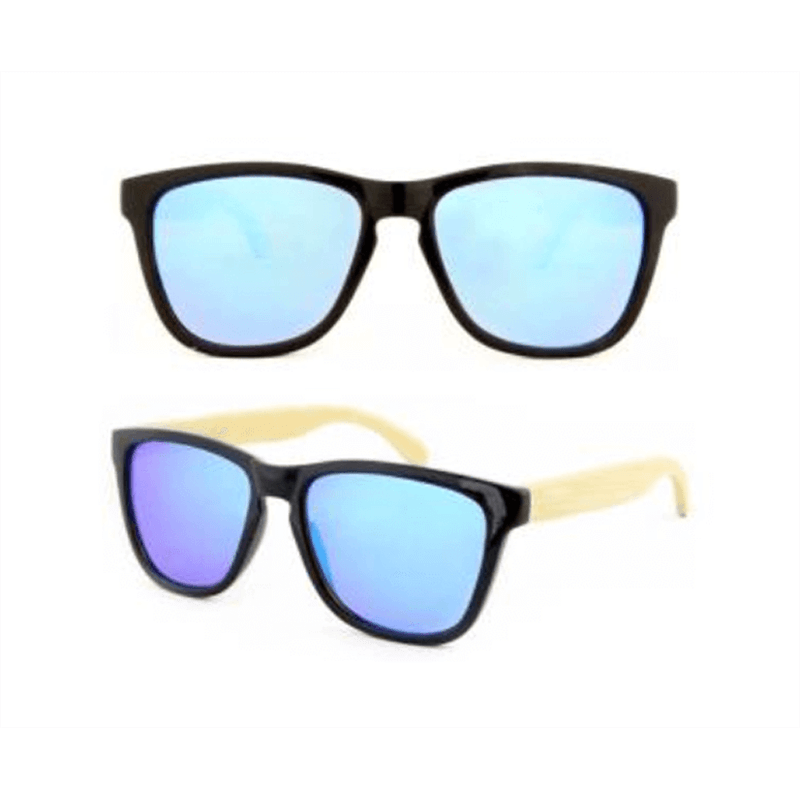 azules lentes bambú personalizar madera gafas de sol