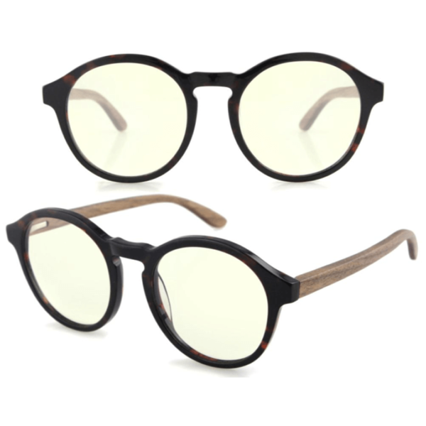 marco de acetato madera patas redonda gafas para ordenador