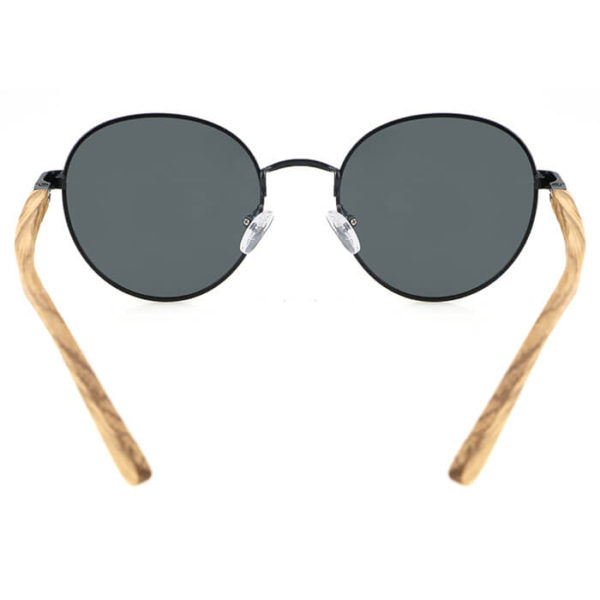 marco de acero gafas de madera de sol