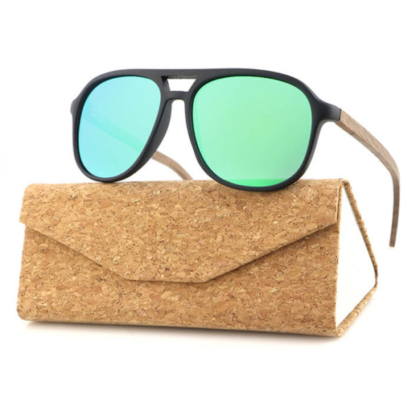 gafas de sol estilo aviador para madera y con caja