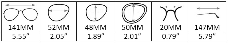 tamaño de lentes ESMW027