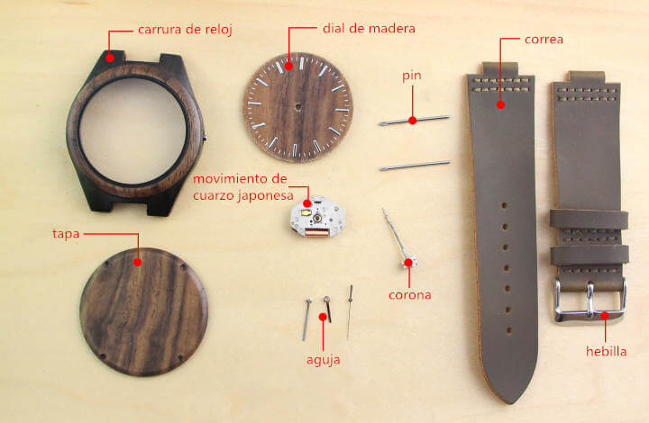 accesorios de reloj de madera
