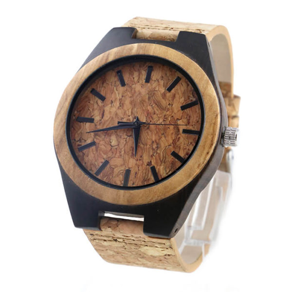 corcho reloj madera pulsera hombre