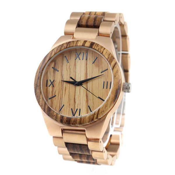 oro rosa acero relojes de pulsera madera