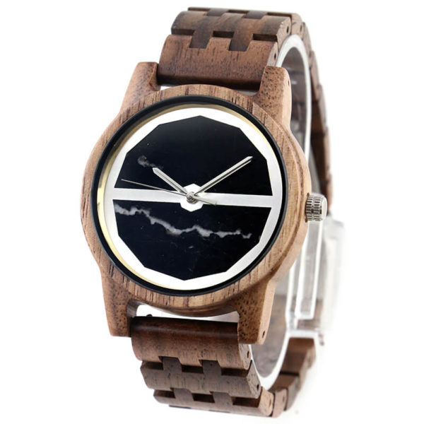 negras mármol nogal reloj de pulsera hombre