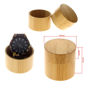 rendonda bambú caja de madera para relojes