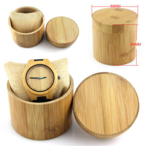 bambú natural redonda caja de madera para relojes
